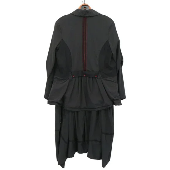 ADC Lagenlook Art to Wear Mixed Media 2 Pc Lantern Dress Jacket Set Black 12 14 - Picture 5 of 10